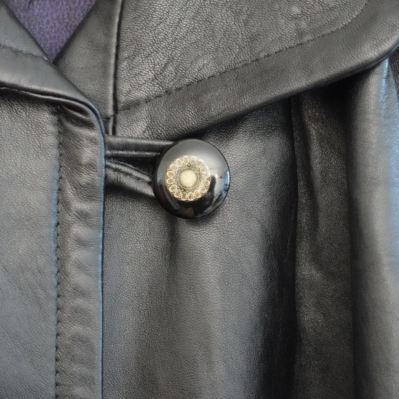 Vintage swing coat Oversized Soft Leather Trapeze Coat — Black — Fits S–L - Picture 6 of 9